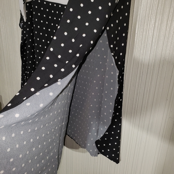 Milan Kiss Black/White Maxi Skirt, Sz L, Split sides and Attached Tie Belt - Picture 5 of 11